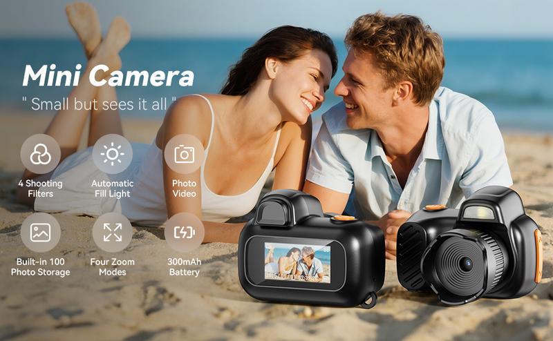 [Valentine's Day Gift] Mini Keychain Digital Camera with 64GB Card 1080P HD 8MP Lens Video Recorder Flash & 0.96" LCD Screen Portable Handycam for Travel Concerts Instant Party Kids Perfect Gift