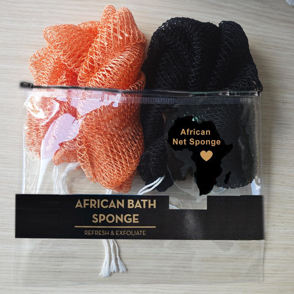 2 Piece African Exfoliating Net Sponge Bundle, for SENSITIVE SKIN, Bath sponge