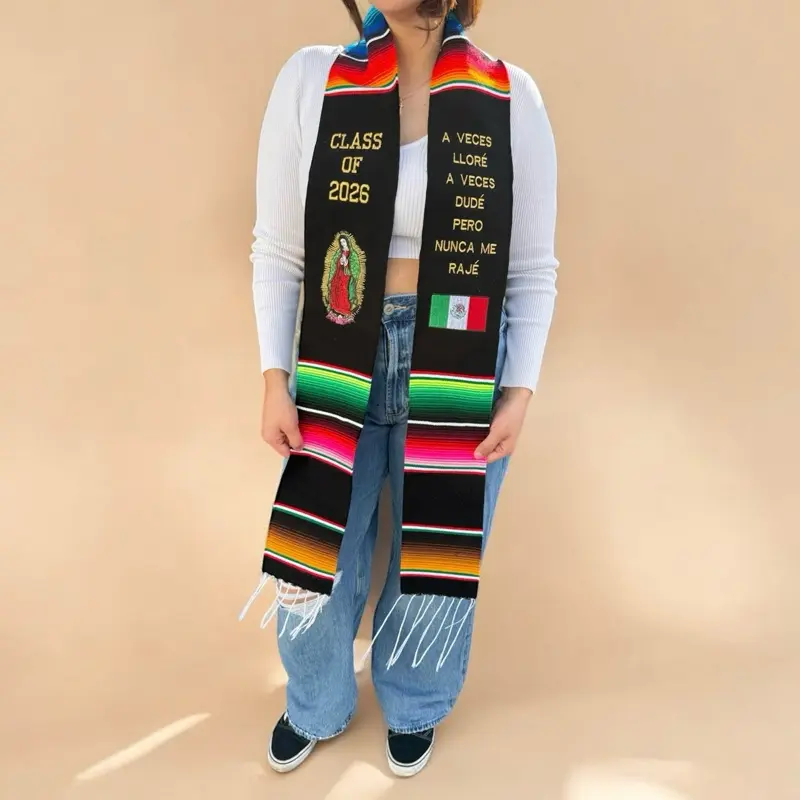 Class of 2026 Mexico Stole with Colorful Stripes and " NUNCA ME RAJE “