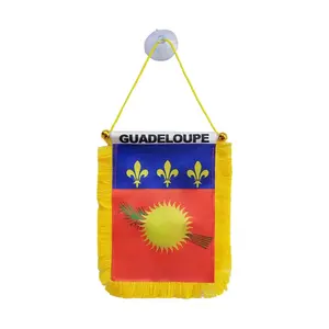 Guadeloupe Car Flag 4x6 With Suction Cup - Car Mini Banner, Window, Rearview Mirror Hanging