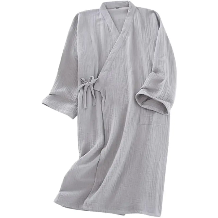 Women's Cotton Waffle Kimono Robe - Unisex-Friendly, Lightweight Knee-Length, Pocketed Nightwear & Loungewear for Swimming, Spa & Anniversary Gifting, Plus Size Wrap Bathrobe (Non-Sleeve Japanese Yukata Style)