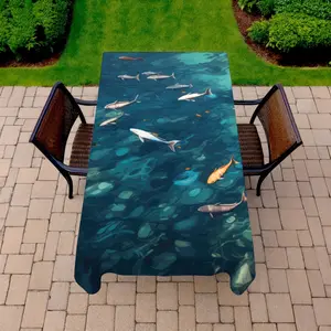 MWW C1TCLRGEBBQZH4 58 x 102 in. Swim Ahead Blue Indoor & Outdoor Tablecloth for Home Decor