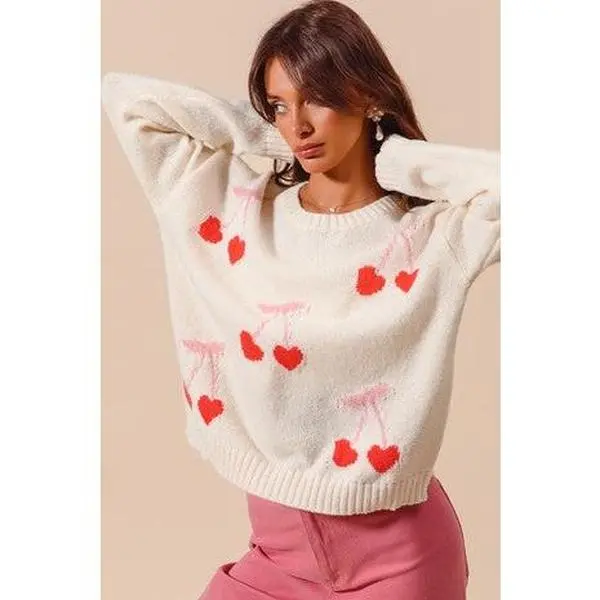 SM Heart Cherry Sweater