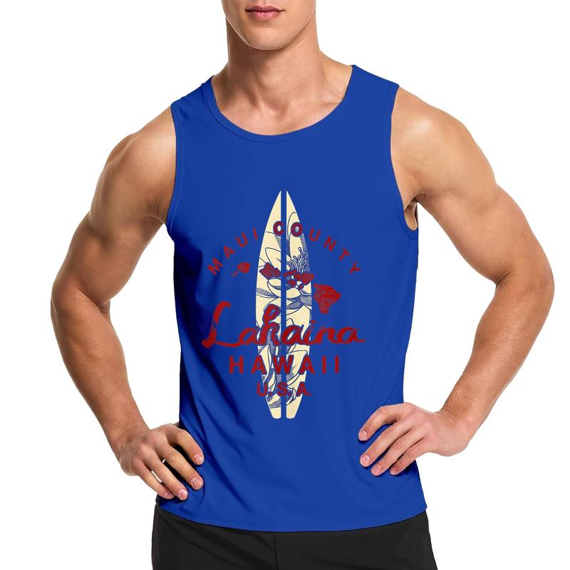 Style A H403 MAUI Lahaina Vintage Hawaiian Islands Hawaii Tank Top , Summer Gym Muscle Sleeveless, Casual Knitted Slim Fit Beach Tank top Fabric Menswear