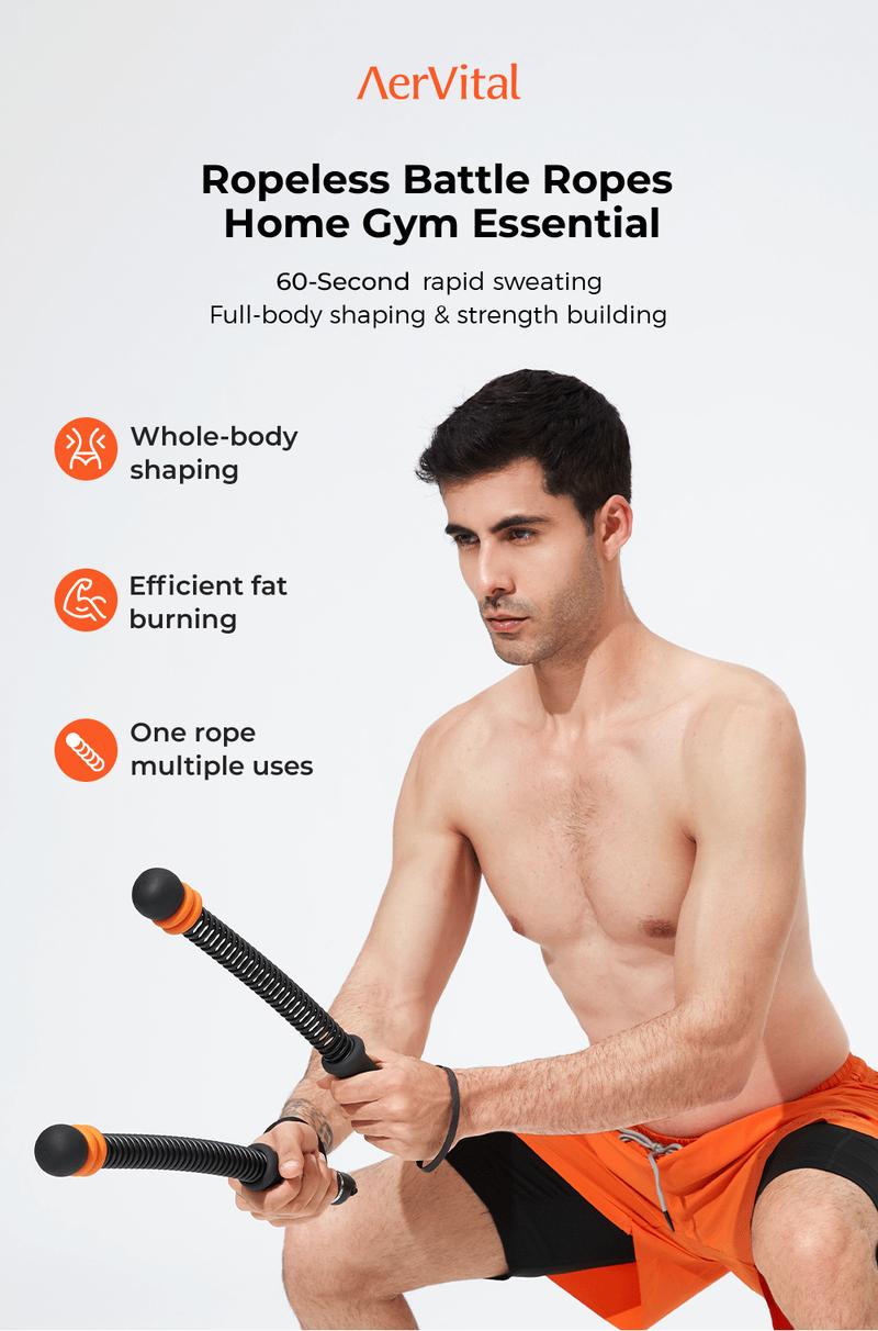 AerVital 2026 New Cordless Battle Ropes for Home Gym, Cordless Training Rope Fitness Equipment for Men & Women, No-Jump Full-Body Exercise, Weighted Workout Ropes for HIIT, Ideal for Fitness Enthusiasts Workout Equipment Training Equipment & Festival Gift