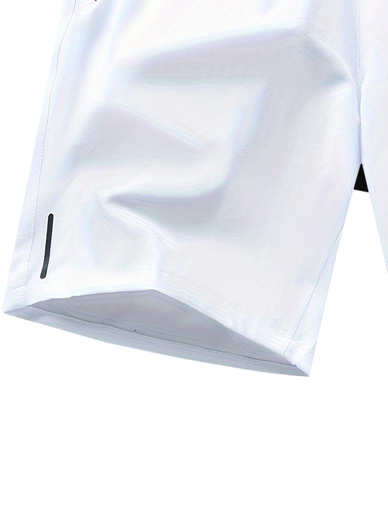 5-Pack Solid Color Lightweight Training Shorts — Vacation Essential, Versatile for Light/Casual Wear, Summer Street Style, Ice-Cool Quick-Dry, Zippered Pockets, Available in Multiple Colors Men's Lightning Print