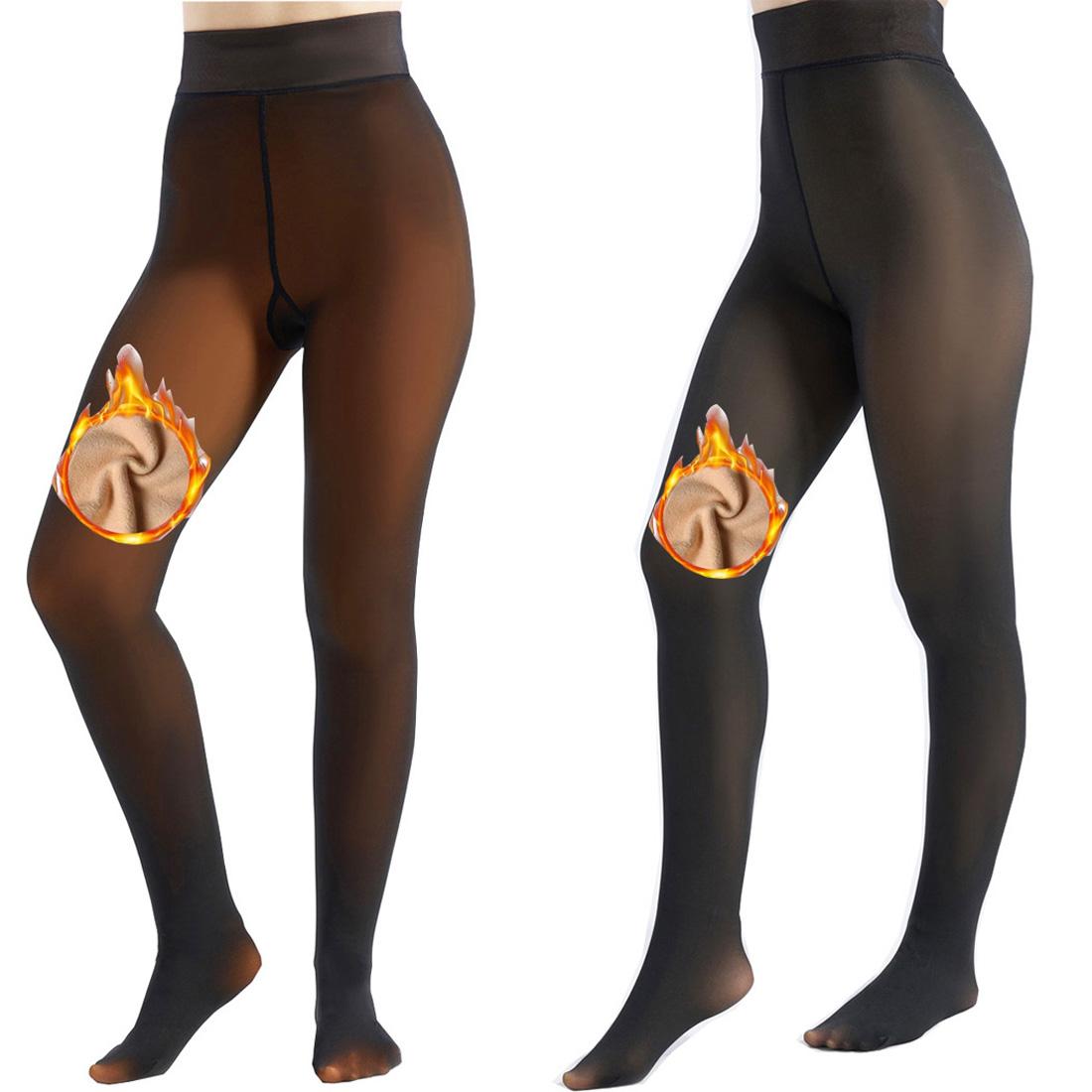 EOJN Womens Fleece lined Tights, Ladies Warm Pantyhose Leggings Thick translucent Stretchy Winter stockings For Women Minimalist Warm-lined Basic Tights Slim,Everyday fashion,2 Pcs SpringStatements