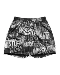 WWE WrestleMania Vegas Mesh Shorts Men Women Oversized Gym Streetwear Casual all Season Breathables Las Vegas Skyline Graphic Athletic Loose Fit Sport Short