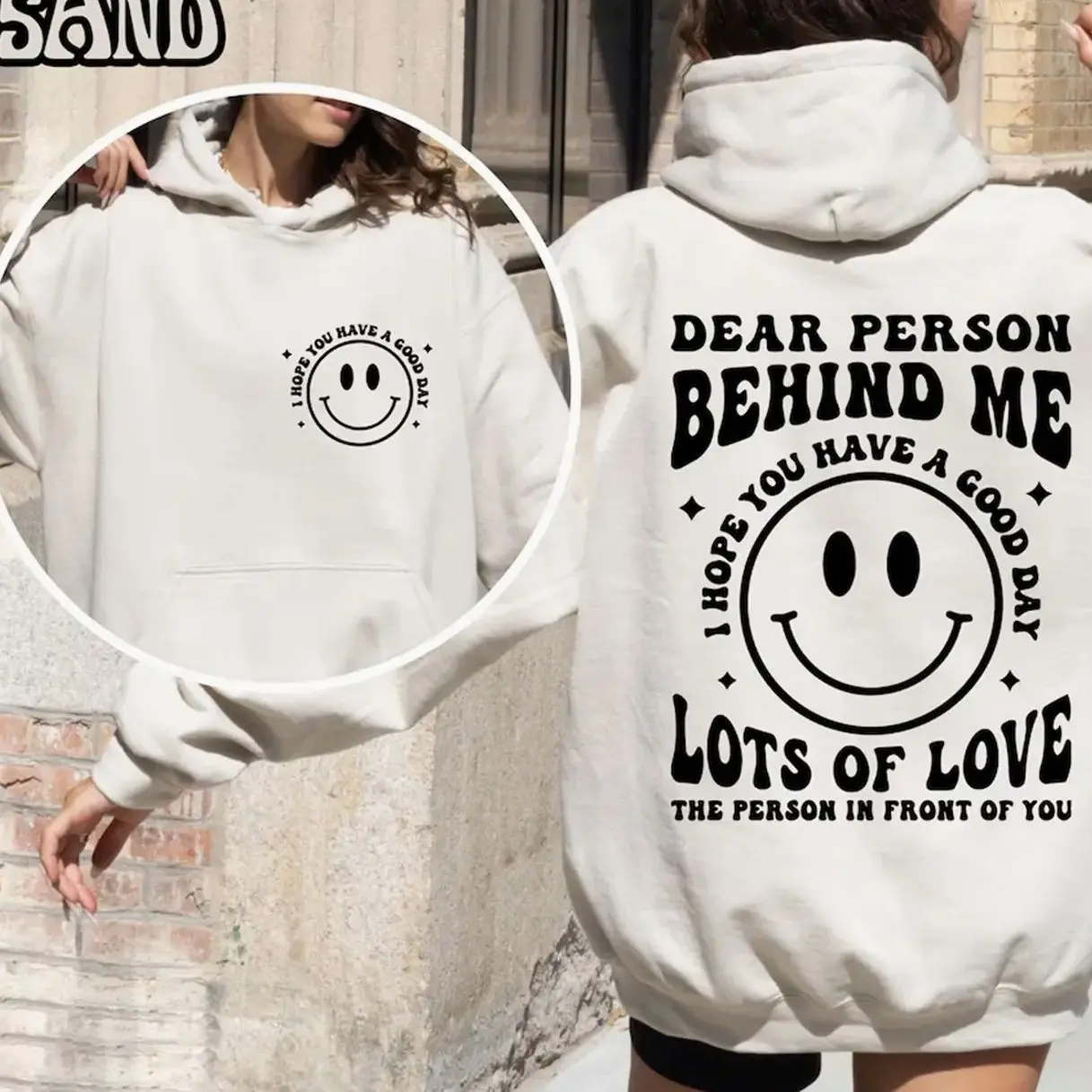 You Are Enough 2-Sided Hoodie – Dear Person Behind Me Positive Message Pullover, Mental Health Awareness Graphic Hoodie