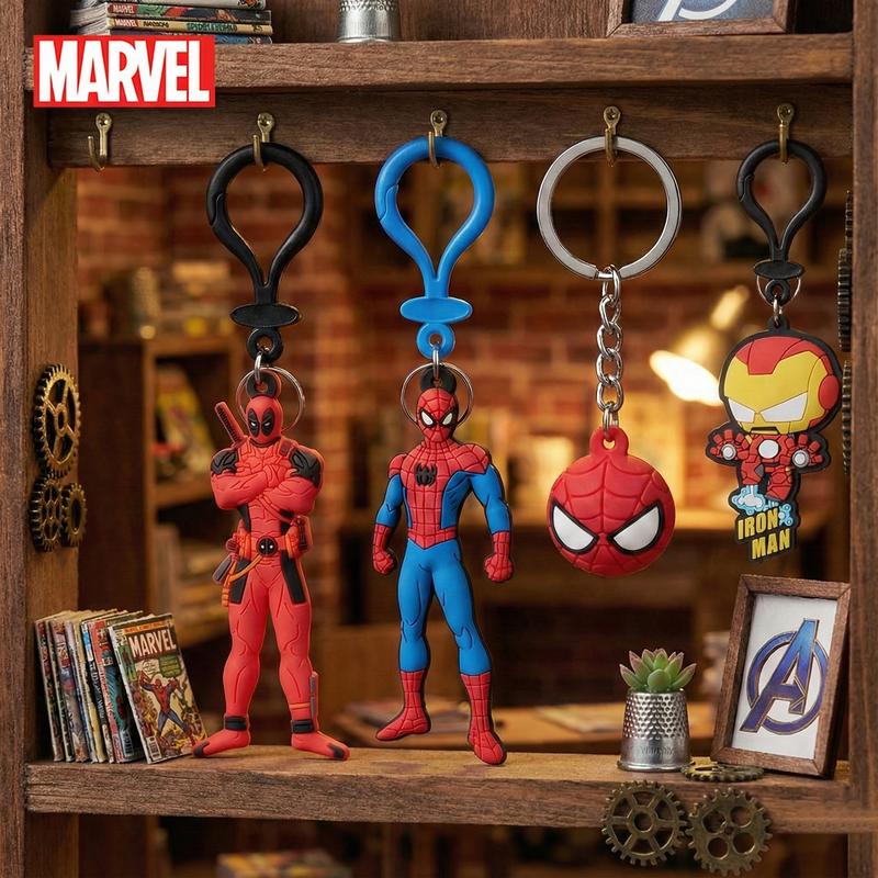 Marvel Officially Licensed PVC Keychain 1PC - Spider-Man, Deadpool & Iron Man - Soft Rubber Keyring Bag Charm & Backpack Accessory