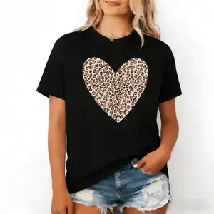 Leopard Heart Shirt – cute Valentine’s Day tee with animal print heart design, perfect casual Valentine shirt for a fun, stylish look.