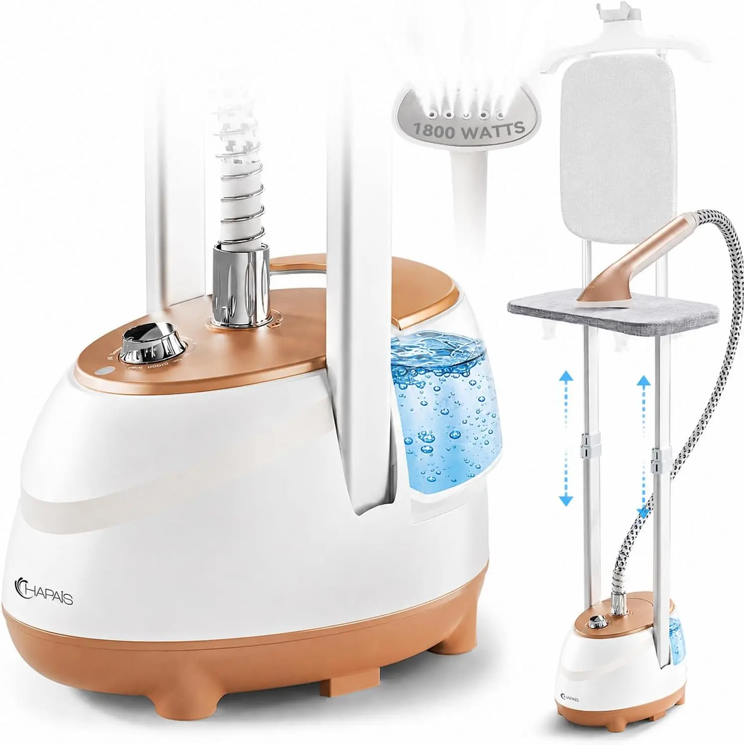 Steamer for Clothes,1800W Standing Garment Steamer 30s Heat-up with Adjustable Stable Double Rod,2-in-1 Flat & Hanging Ironing,Clothes Steamer with 10 Fabric Steam Modes summerwins