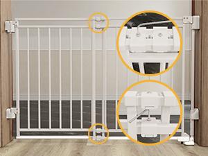 Baby Gate for Stairs Doorways & Kitchen, 26.4"-43" W x 29" H, No Bottom Bar Dog Gate, One-Handed Auto-Close, Hardware Mount Safety Gate for Dogs & Toddlers, Black