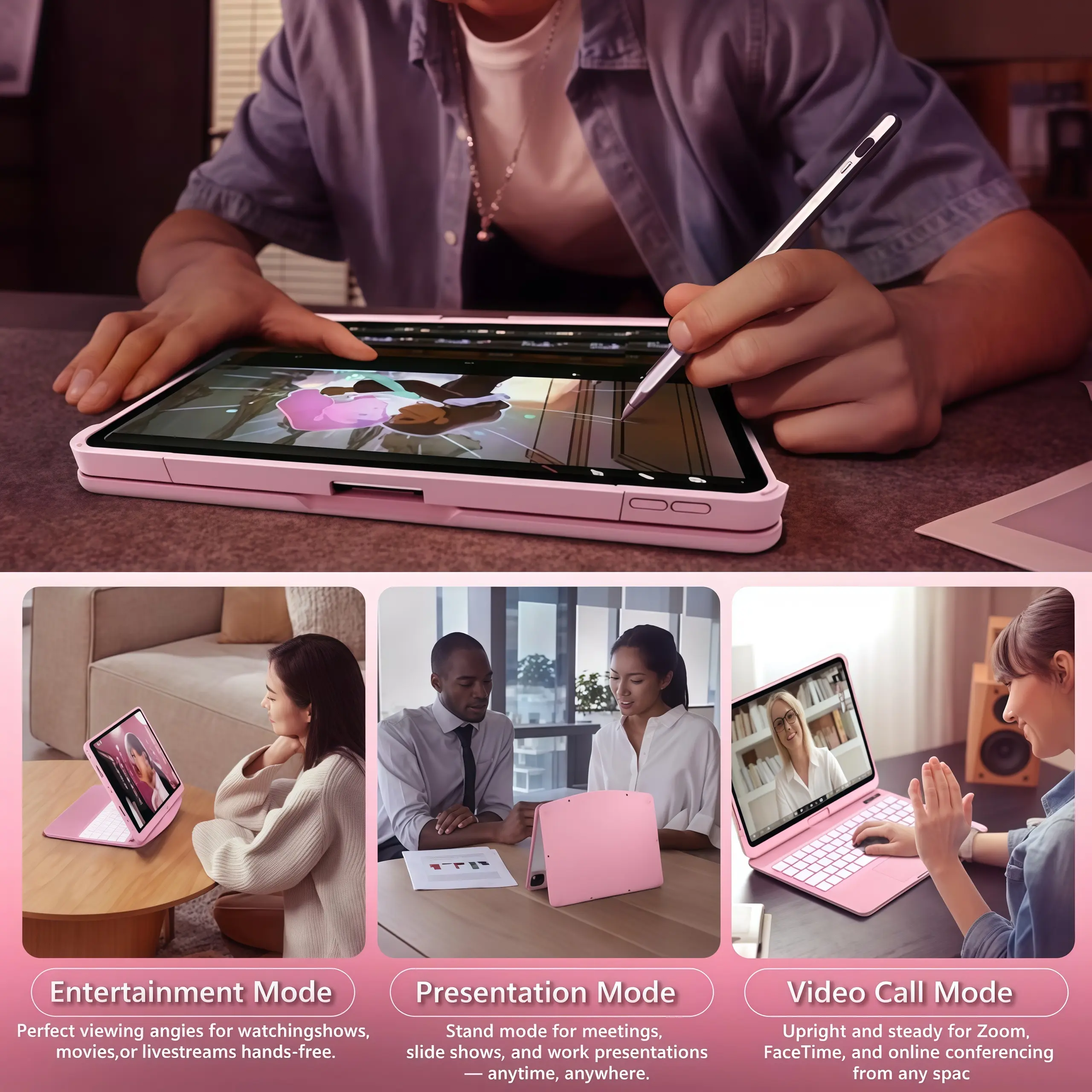 Fashionable Solid Color Series iPad KeyboardCase– Compatible with