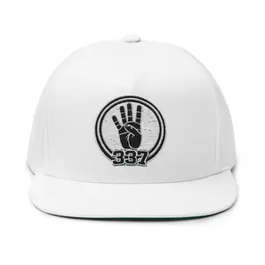 Area Code 4ever4s 337 Flat Bill Cap — Distressed Hand Logo "337" Embroidered Snapback