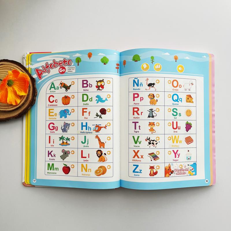 Spanish Interactive Educational Toy for Kids 1–6, Bilingual Sound Book for Early Language Learning, Interactive Educational Toy with 300+ Words & 13 Themes, Perfect Gift Idea for Toddlers
