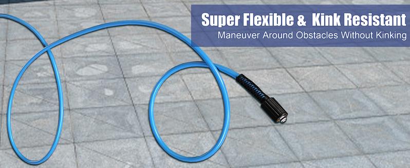 FIXFANS Pressure Washer Hose - 50ft X 1/4 Inch High Power Extension Hose - Kink & Wear Resistant - Compatible with M22 Fittings - 3600 PSI, ChristmasGift