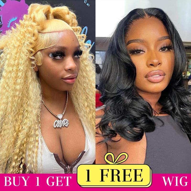 [Combo sale 28''&22'']Buy 1 get 2 Wigs 613 Lace Front Wig Human Hair Blonde Wig Human Hair Deep Wave 13x4 HD Blonde Lace Front Wigs Curly Wig Pre Plucked 180% Density Blonde Frontal 613 Wig