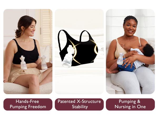 Momcozy Pumping Bra, Hands Free Pumping Bras for Women Supportive  Free Nursing Bra HF008, Adjustable Nursing Bra Comfortable YN08 1 Pack tiktok shop maternity  undies