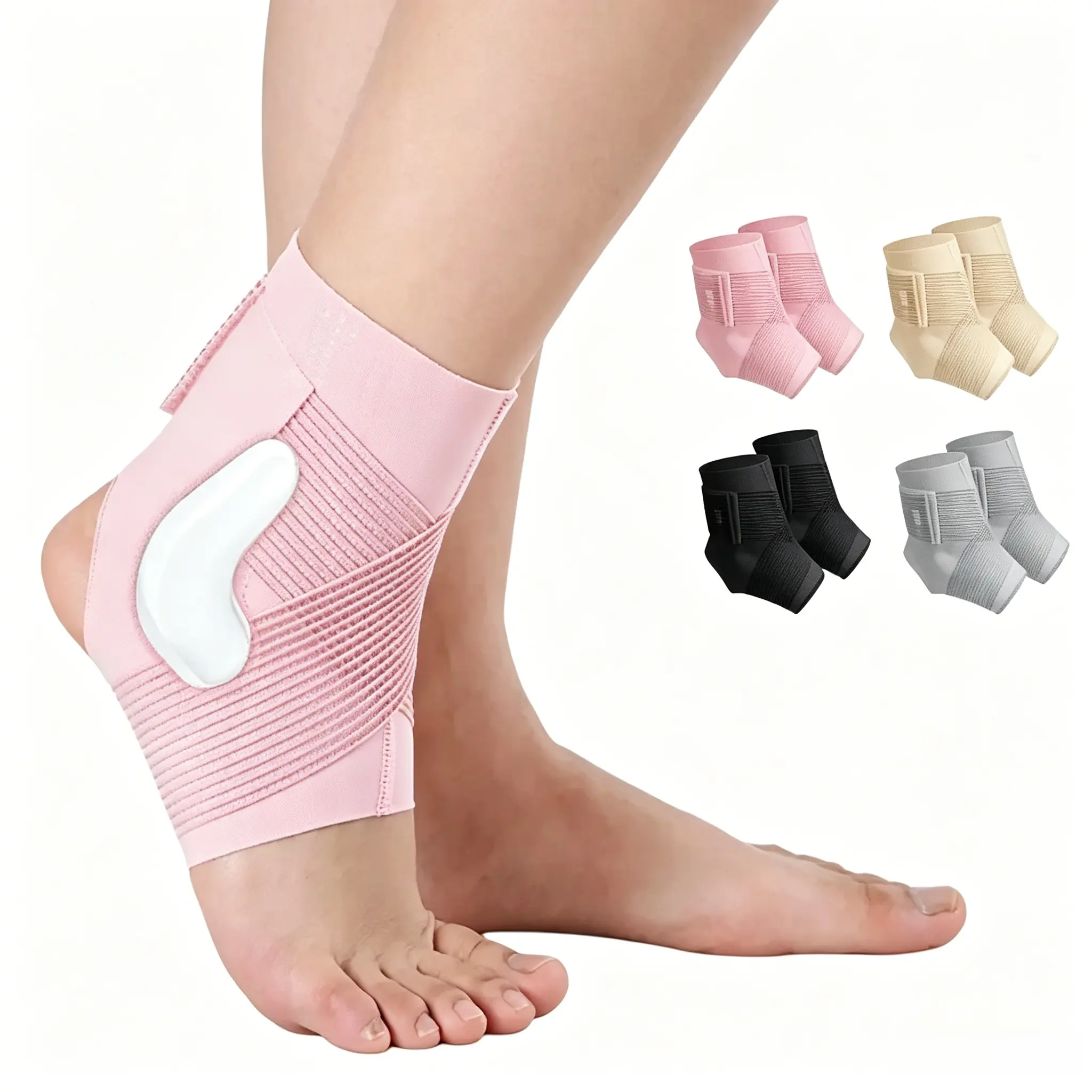 Adjustable Compression Ankle Brace with Silicone Stabilizers, Thin Breathable Ankle Support Sleeve for Sprained Ankle, Running, Workout & Post Injury Recovery, Wearable Under Sneakers,camping essentials