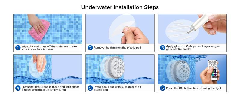 SANSI 8-Pack Submersible LED Pool Lights – RF Remote (200ft), Color-Changing Underwater Spotlights for Ponds, Showers & Inground Pools, Battery Charging, Waterproof with Glue, Magnets & Suction Cups– Perfect for Outdoorfun & Pool Decorations