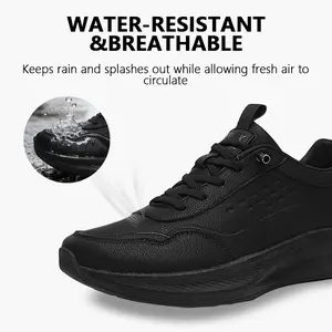 Men's black wide-toe outdoor running shoes , affordable work shoes,widened design for wider feet, suitable for sports and casual wear,  stain-resistant, waterproof, all-day comfort, ideal for outdoor activities and daily wear.