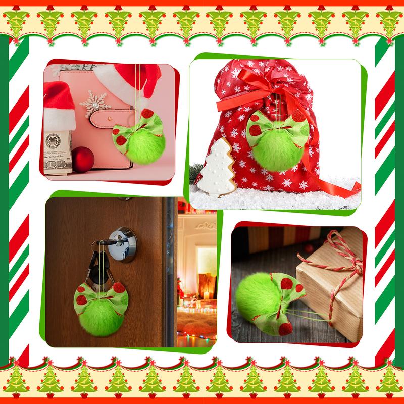 Christmas Clearance Sale Christmas Ornaments 12 Pcs Lime Green Furry Christmas Balls with Bows or Red Heart Cute Green Monster Christmas Decorations Hanging Ornaments for Xmas Tree Holiday Party Home Wall Christmas Decor Christmas White Elephant Gifts