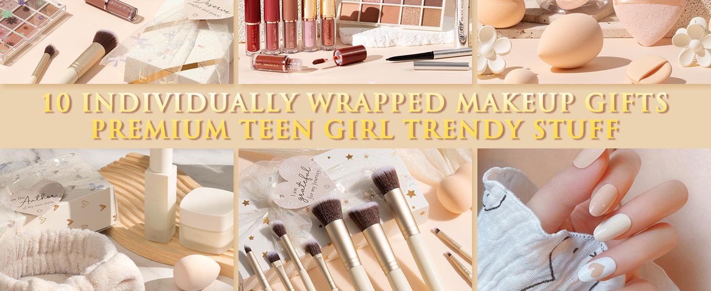 MAYICIVO Easter Gifts for Teen & Tween Girls Trendy Makeup Gift Set with Positive Affirmation Cards – 10 Individually Wrapped Beauty Gifts with Empowering Challenges, Motivational Birthday Gift Basket