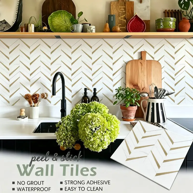 11.81x11.81in Self-Adhesive Resin Backsplash Tiles Sticker - Waterproof, Removable, 3D European-Style Adhesive Stickers for Indoor DIY Users' Kitchen, Bathroom Home Improvement, Decoration Sticker