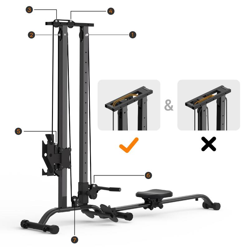 TOUSAINS Foldable Cable & Row Machine — Lat Pulldown and Seated Low Row System, 330LBS Capacity Home Gym Cable Tower with Dumbbell Clamps Summervibes