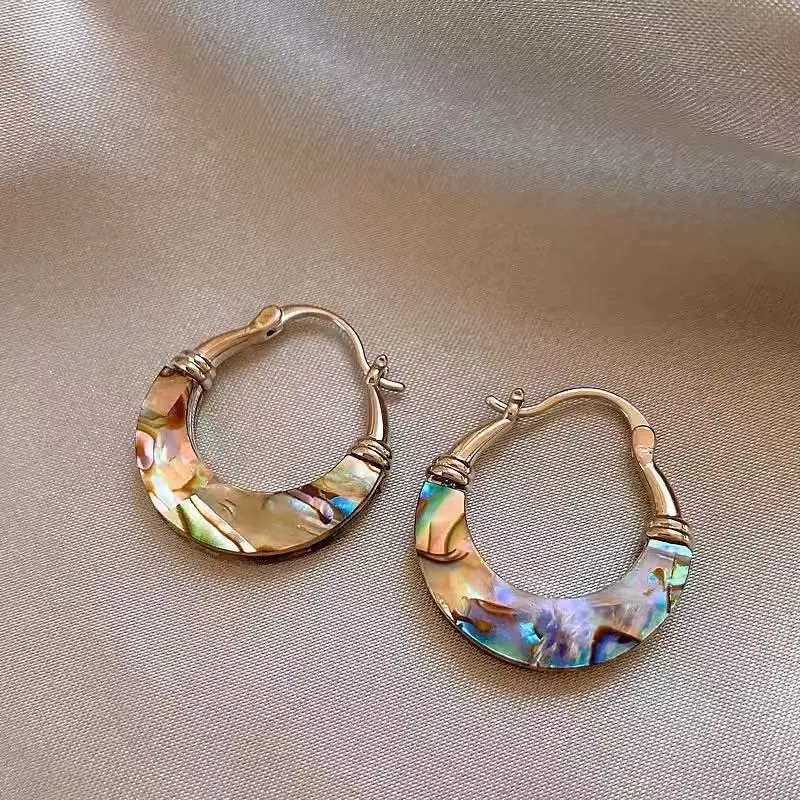 Swyii Unique Abalone Shell Accent Ear Huggies, Accessories Women, Non Tarnish, Holiday Haul Deals, Gift for her, High Quality Earrings, Party Glam, Everyday Spring Jewelry, Mother’s Day Gift for Mom,