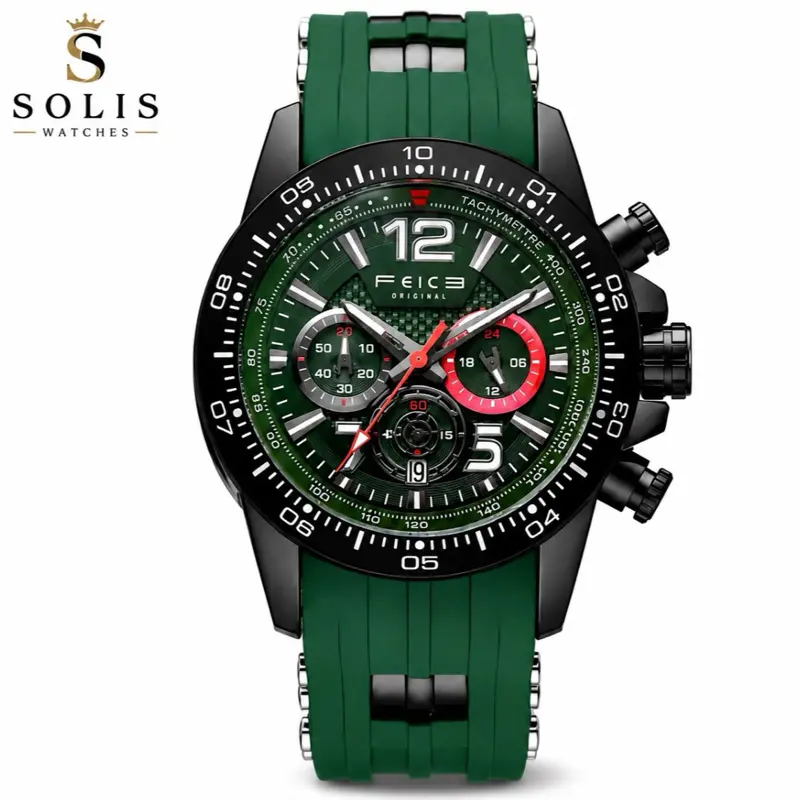 FEICE Original Men’s Sport Watch Green & Black Chronograph Style