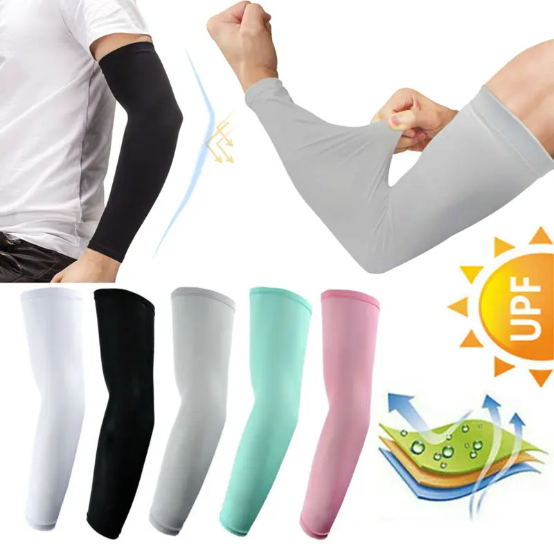 Unisex Adult Sizes Arm Sleeves Cover (5 Pairs/10 Pcs) - Spandex Blend, 49cm/14.7", Breathable Compression, Cooling UV Blocking, Tight Fit Stays in Place, for Cycling, Golf
