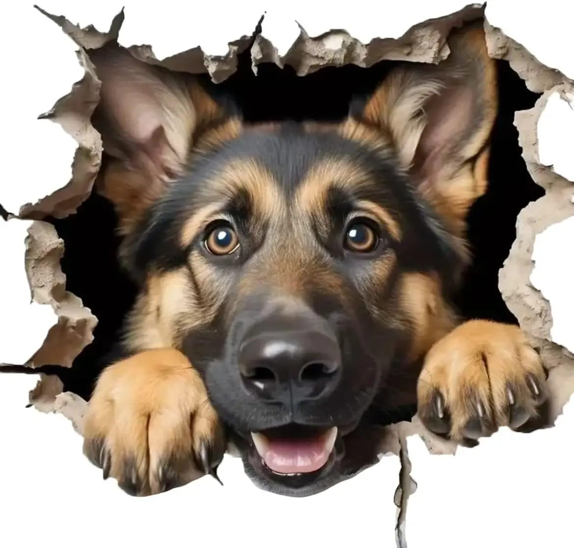 2-Pack Realistic Look 3D German Shepherd Stickers, Water Resistant Washable Self-Adhesive Vinyl Sticker Deco, Animal Print Alphabet Design for Car Styling, Vehicle Decor, PDDM-1, Decorative