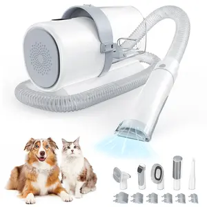 Professional Pet Grooming Vacuum Kit with Cordless Low Noise Dog Clippers and 5 Groomer Tools for Cats and Dogs