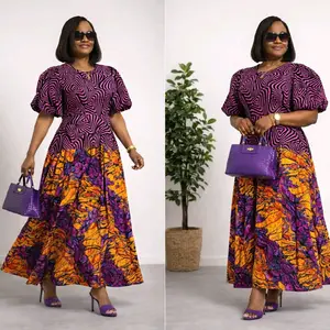 Adaugo Luxury Puff Sleeve Ankara Maxi Dress with Vibrant  Print for Women's Fashion