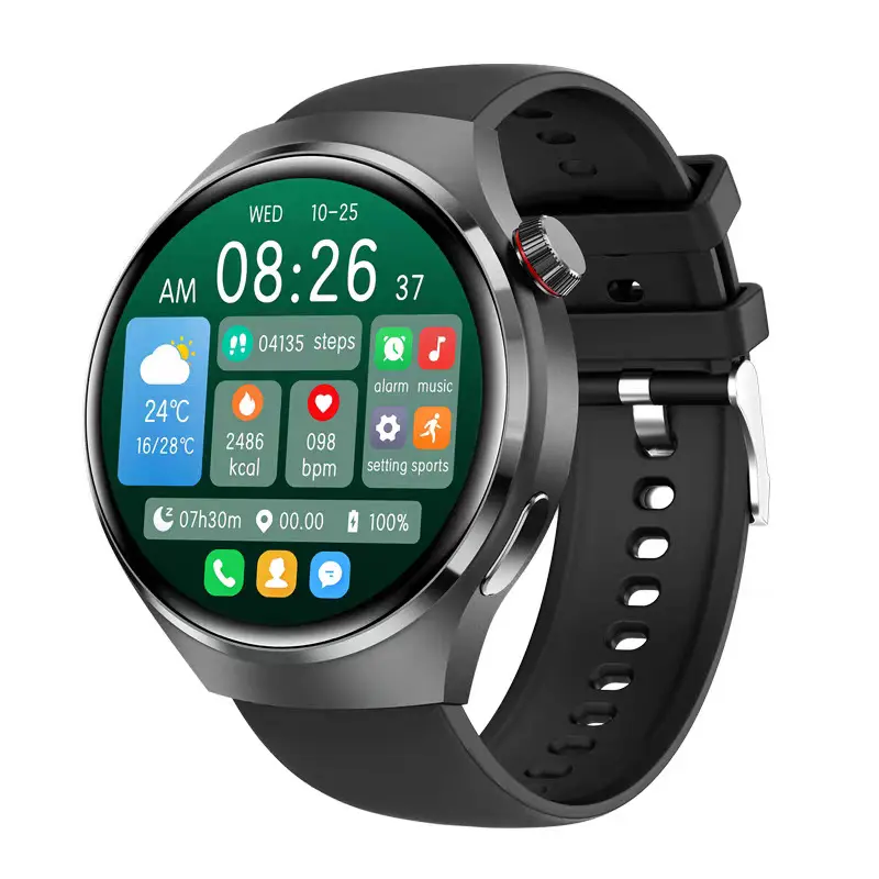 Athletic Wearable Smartwatch - Android Wristwatch with Real-Time Heart Rate Monitoring, Offline Payment, Non-Invasive Blood Sugar/Blood Pressure/Uric Acid Measurement, Sleep Tracker, Waterproof Smart Watches, Rechargeable Charging Devices for Running, Fam