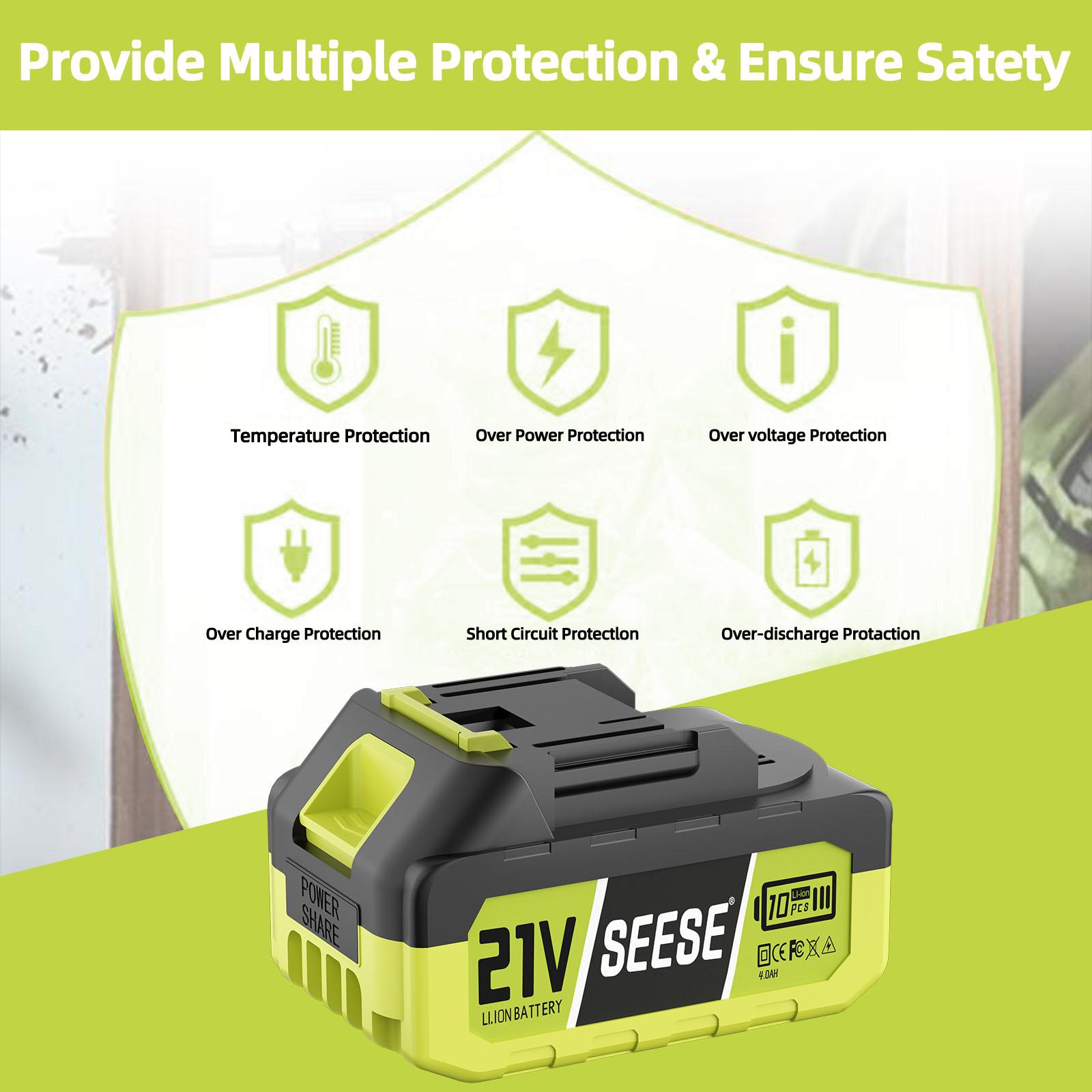 SEESE 21V Max Lithium Battery Pack Compatible with SEESE 21V Cordless Power Tools (1 Pack 21V Battery) Works with SEESE Blower Car Washer Chainsaw and Other Power Tools