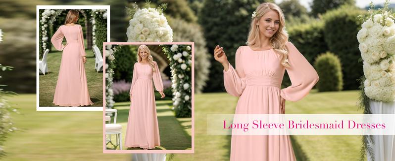 Ever-Pretty【Plus size】curvy dress , Fall  Long Sleeve Chiffon A-Line Empire Waist Formal Dress – Graceful for Weddings & Evening Dress 0106B