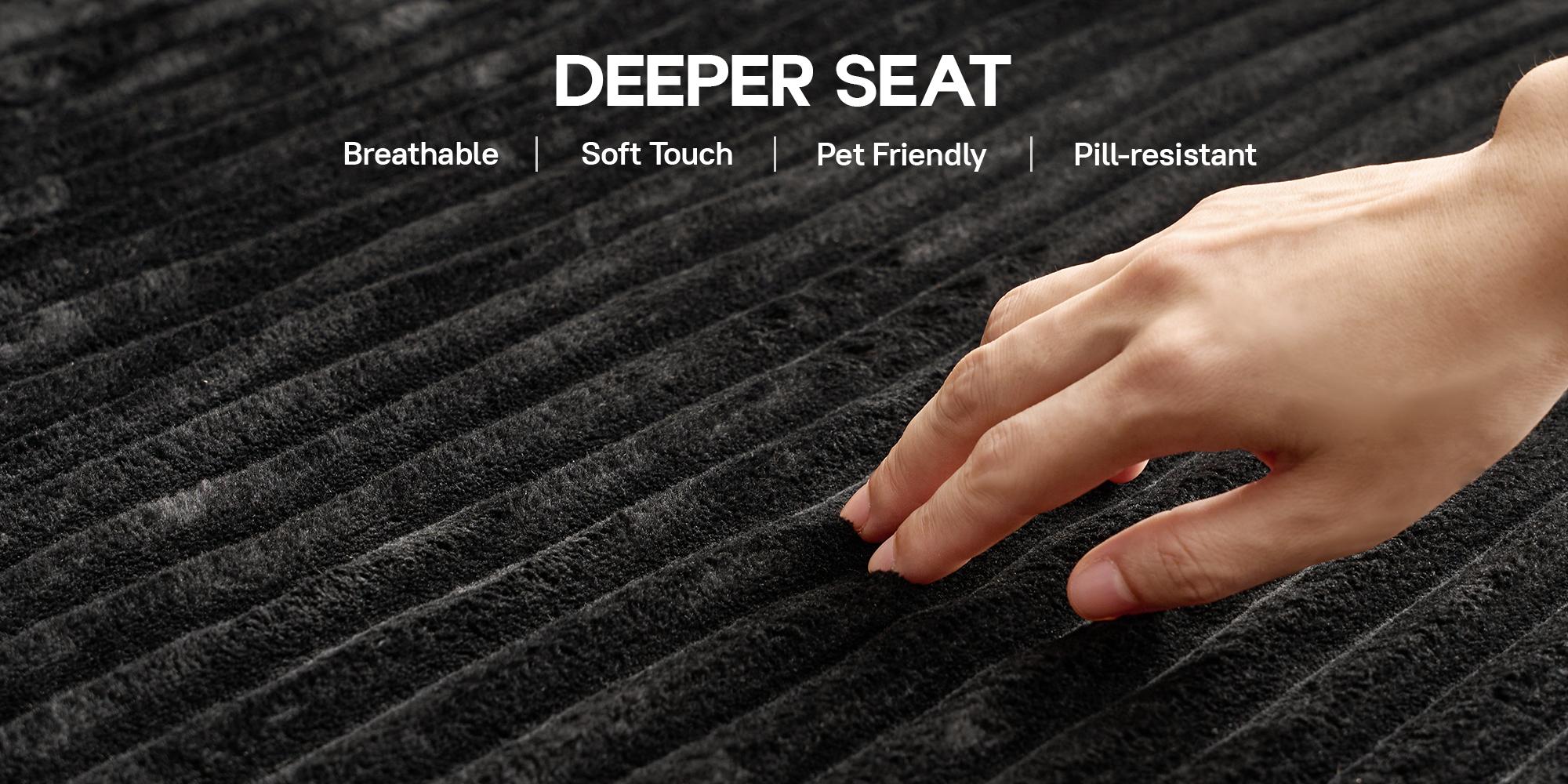 Modern 108" Boneless Couch Cloud Modular Sectional Sofa With Removable Ottomans & Chaise - Plush Corduroy , Deep Seat, Upholstered Couches, No Assembly Required for Living Room