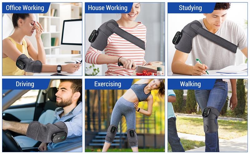 Cordless Heated Knee Massager, 3 Vibration Modes 3 Heat Levels  Wrap for Ankle Knee Shoulder Elbow Relief Compression Leg Portable athlete  practical adjustable gift