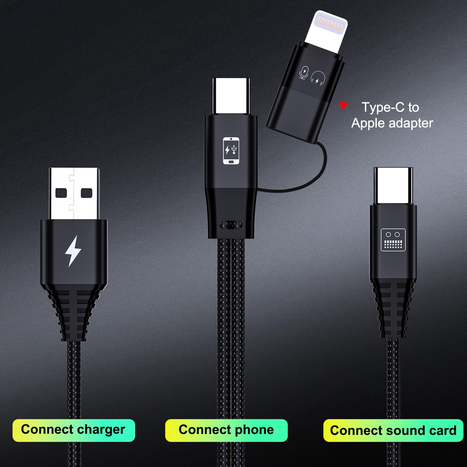 Tenlamp sound card connection cable kit, an accessory pack for the G10 sound card, including an OTG cable, charging cable, and monitoring headphones.