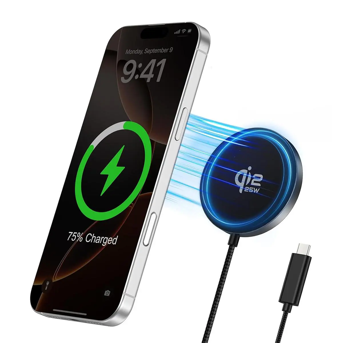 25W Qi2 Magnetic Wireless Charger - Portable Compact Travel Charger for International Travel, MagSafe Compatible with iPhone 17/16/15/14/13/12 Pro Max, AirPods 4-2 Pro, Samsung Galaxy, Google Pixel - Lightweight Mobile Accessory for Home Office Desk