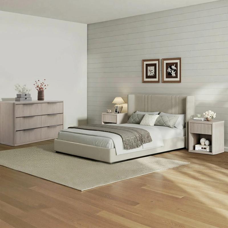 SICOTAS Night Stand with Drawer Storage Bed Side Table End Table 22.7"x 15.4" x 24.1" Large Modern Wide Bedside Stand Mid Century Night Stands for Bedroom Living Room Sofa Couch Office Minimal