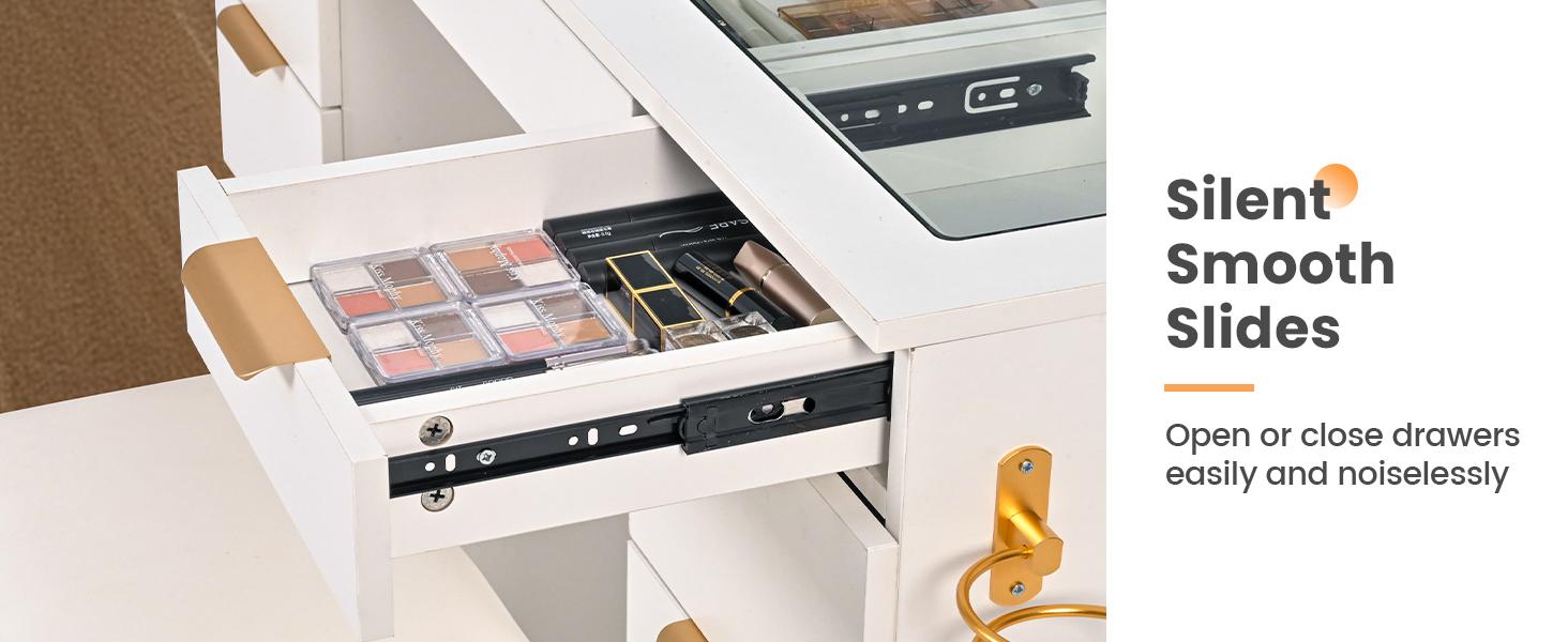 【2packages shipping】Makeup Vanity with Mirror and Drawers Vanity Desk Set with 3 Modes Adjustable Brightness Lights and USB Power Outlet