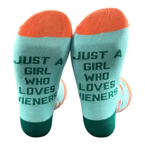 Women's Just A Girl Who Loves Wieners Socks Funny Sarcastic Dog Graphic Novelty Footwear For Ladies Funny Graphic Socks Comfortable Fitted Spandex Cotton