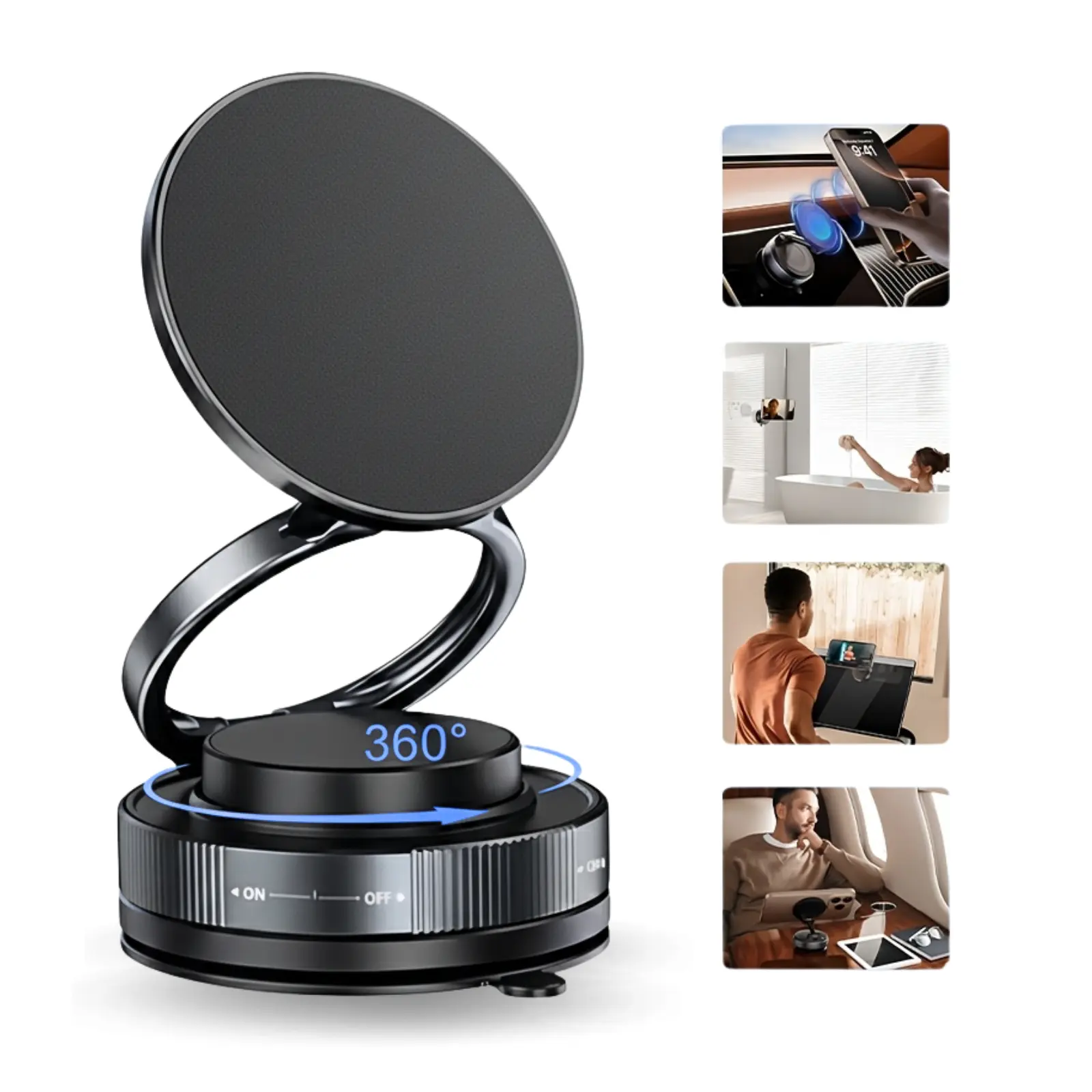 Magnetic Cell Phone Mount - Portable Universal Smartphone Holder, Secure Adhesive, Foldable Rotating, No Charging Needed for Car, Gym Mirror & Smooth Surfaces, Magnetic Hold Phone Holders & Mounts, Portable Phone Holder, Secure Smartphone Mount