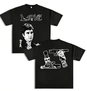 Scarface 2 Sides Graphic T-Shirt - Premium Cotton Blend Material Iconic Movie Tribute Say Goodnight to the Bad Guy Quote Design Bold Black Crewneck for Fans Streetwear Mother's Day Valentine's Day Birthday Christmas Gift