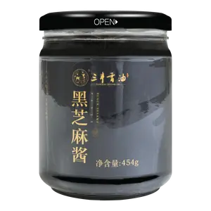 SANFENG Black Sesame Paste 454g - Pure Roasted Sesame Tahini for Cooking & Baking
