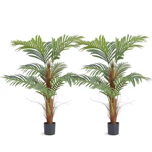 VEVOR Artificial Palm Tree,  , 4 FT Tall Faux Plant, Secure PE Material & Anti-Tip Tilt Protection Low-Maintenance Plant, Lifelike Green Fake Tree for Home Office Warehouse Decor Indoor Outdoor